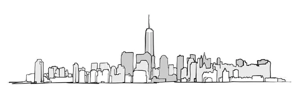 New York City Skyline Zeichnung — Stockvektor