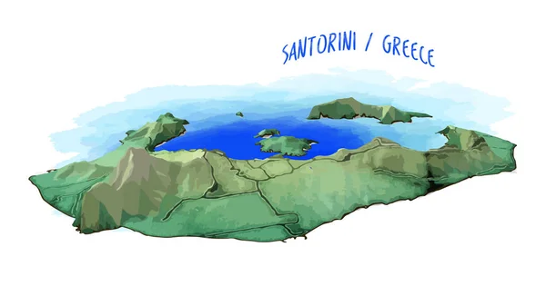 Mapa en 3D de Santorini — Archivo Imágenes Vectoriales