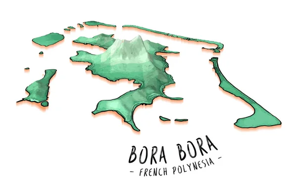 Mappa Concetto di Bora Bora — Vettoriale Stock