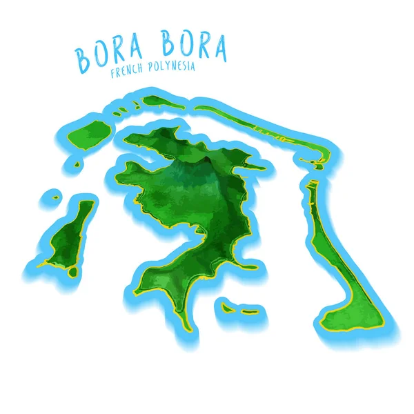 Bora Bora Mapa com fundo agradável — Vetor de Stock