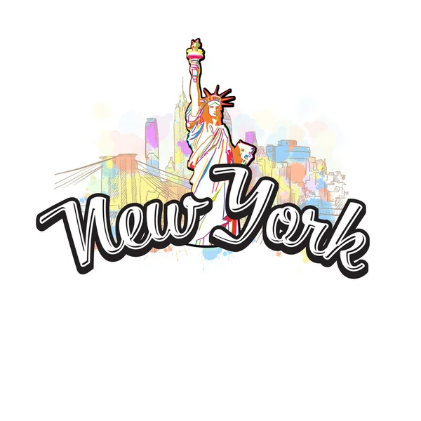 New York Liberty standbeeld tekening met kop — Stockvector