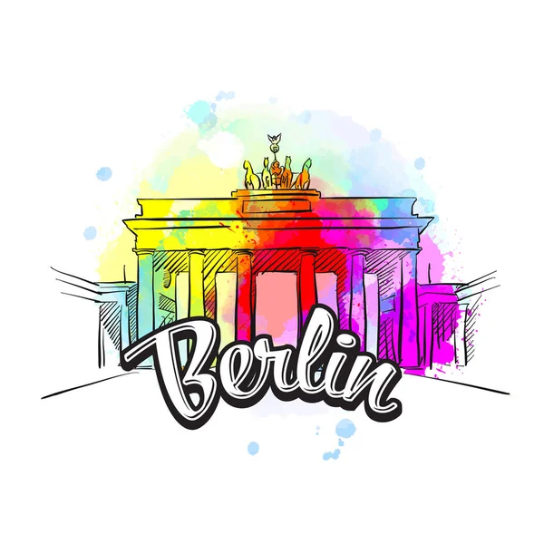 Berlin Brandenburg Gate Cover Art — Stock Vector
