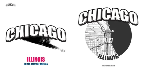 Chicago, Illinois, dwa logo dzieła sztuki. — Wektor stockowy