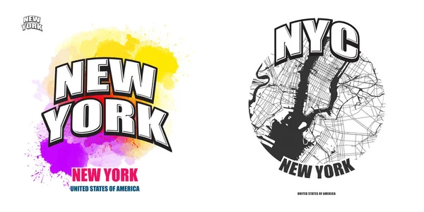 New york city, new york, zwei logo artworks — Stockvektor