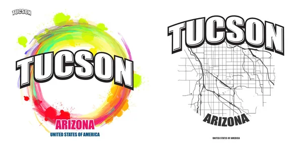 亚利桑那州图森, 两个标志艺术品 — 图库矢量图片