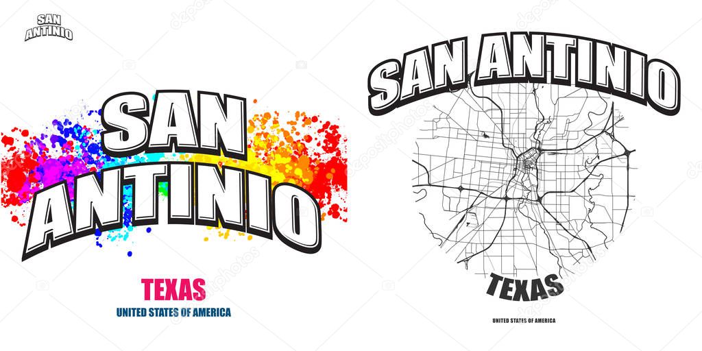 San Antonio, Texas, two logo artworks