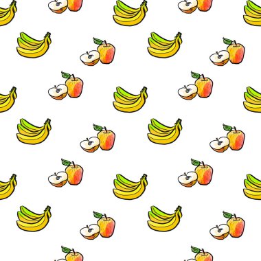 muz ve elma Dikişsiz desen