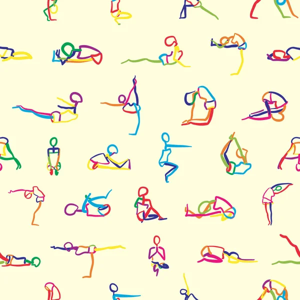 Naadloze patroon van yoga houdingen — Stockvector
