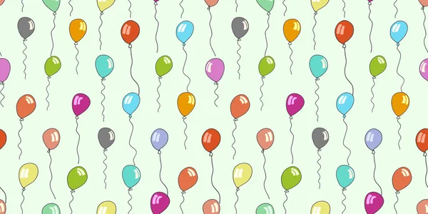 Patrón sin costuras de globos dibujados en verde — Archivo Imágenes Vectoriales