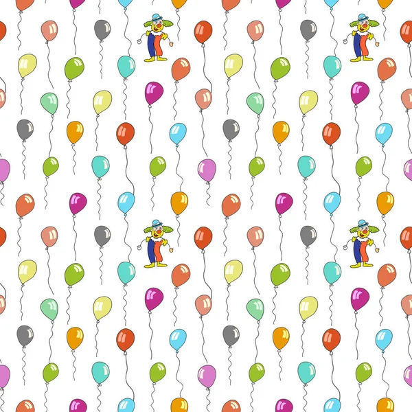 Seamless pattern of clown and balloons — Stock Vector