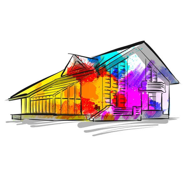 Kleurrijke huis concept tekening — Stockvector