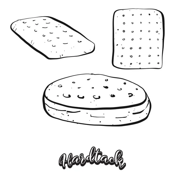 Hardtack boceto de alimentos separados en blanco — Vector de stock