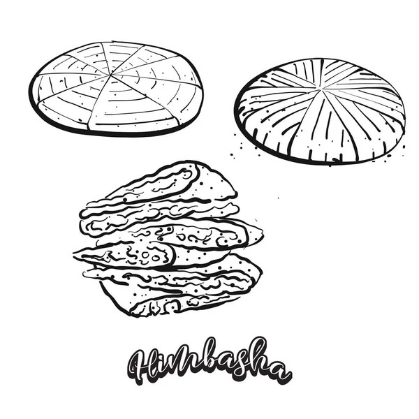 Sketsa makanan Himbasha dipisahkan dengan warna putih - Stok Vektor