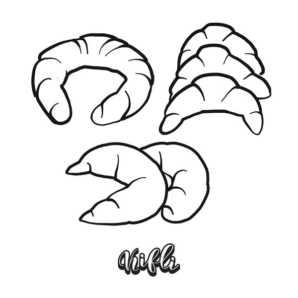 Kifli食物素描用白色分开 — 图库矢量图片
