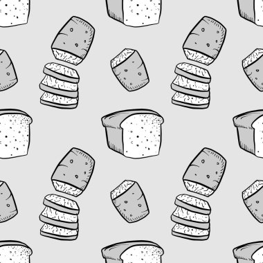 Anadama bread seamless pattern greyscale drawing