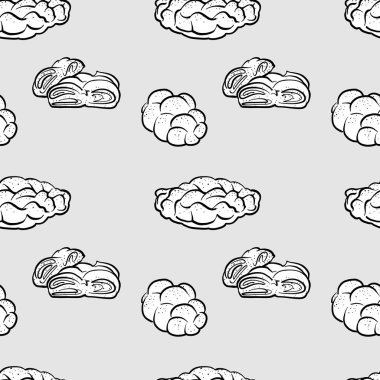 Challah 'ın kusursuz desenli gri tonlu çizimi