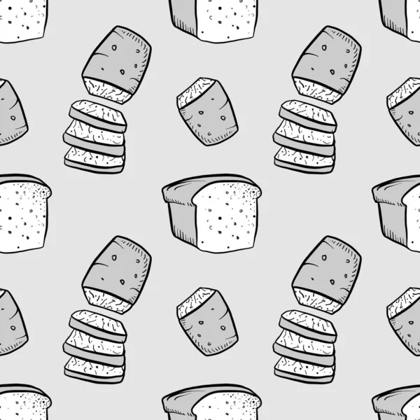 Anadama bread seamless pattern greyscale drawing — 스톡 벡터