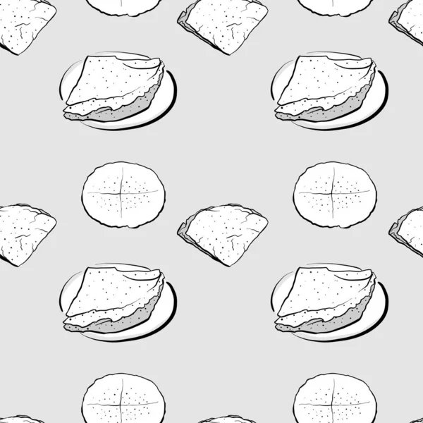 Borlengo seamless pattern greyscale drawing — 스톡 벡터