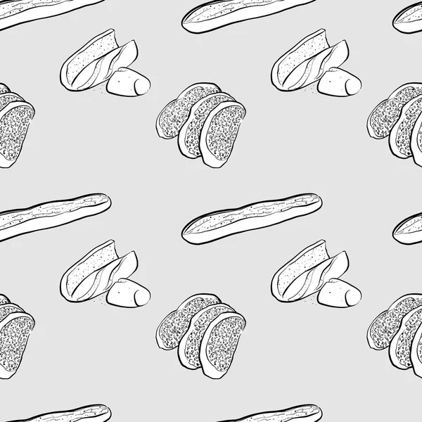 Patrón sin costura de pan cubano dibujo a escala de grises — Archivo Imágenes Vectoriales