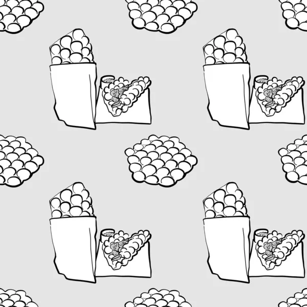 Eggette seamless pattern greyscale drawing — 스톡 벡터