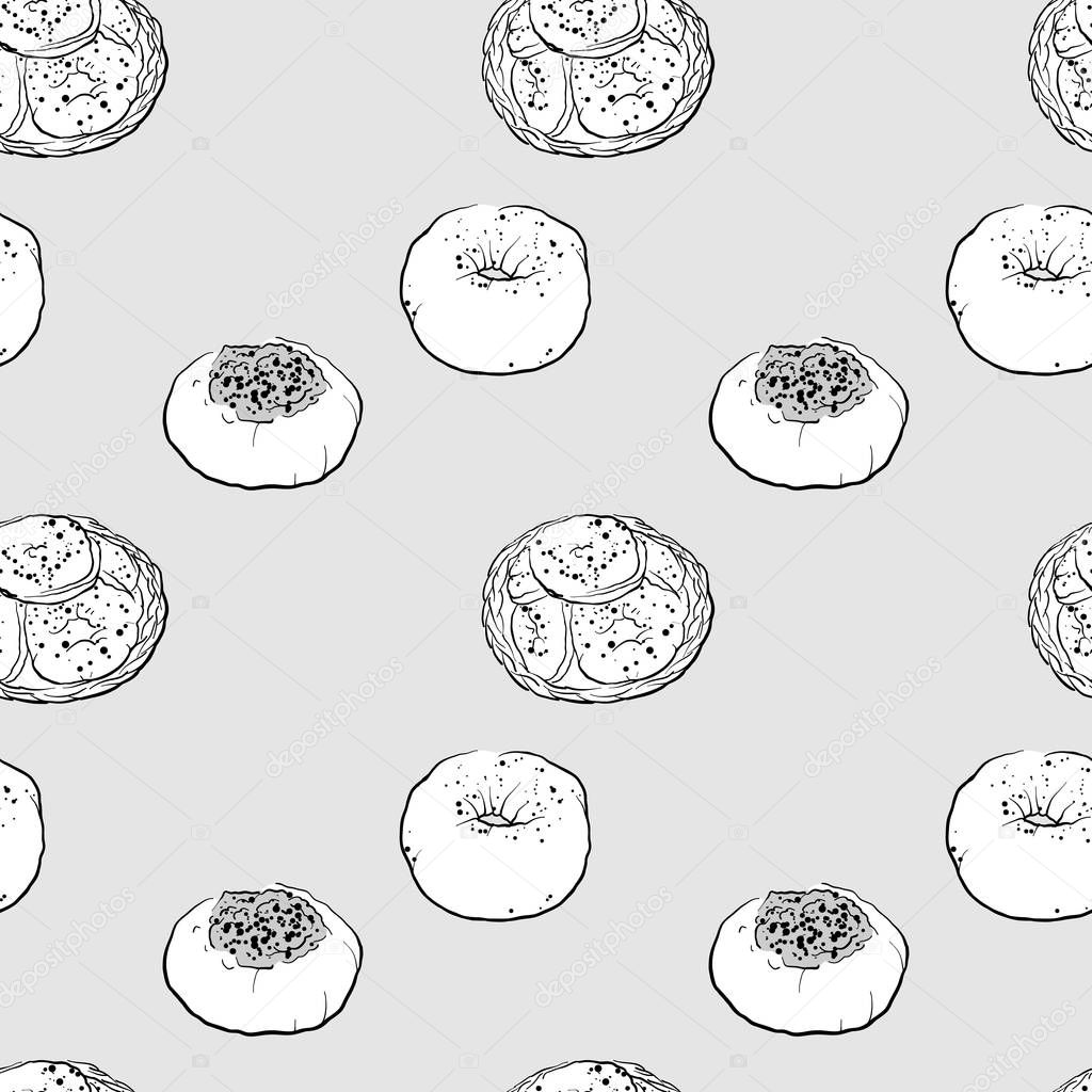 Bialy seamless pattern greyscale drawing