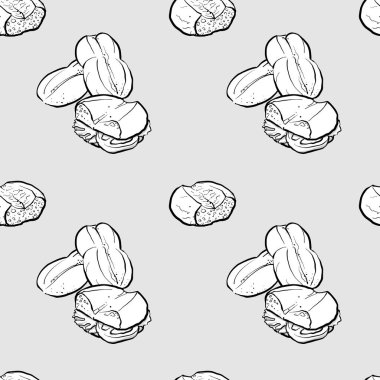 Marraqueta pürüzsüz desenli gri tonlu çizim