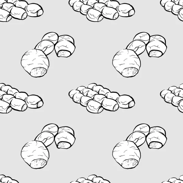 Maltese bread seamless pattern greyscale drawing — 스톡 벡터