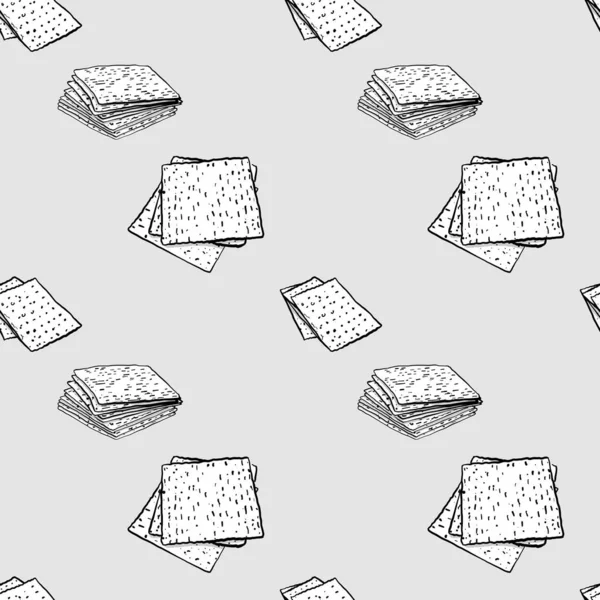 Matzo seamless pattern greyscale drawing — 스톡 벡터