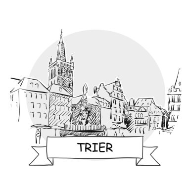 Deneme El Çizimi Şehir Vektörü İşareti. Kurdele ve Başlıklı Siyah Çizgi Sanat Resimleri.