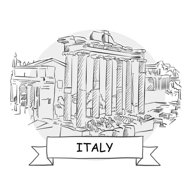 Italy Hand Drawn Urban Vector Sign Black Line Art Illustration — стоковий вектор