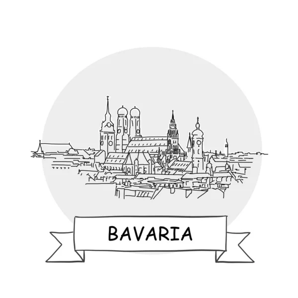 Bavaria Hand Drawn Urban Vector Sign Black Line Art Illustration — Stock Vector