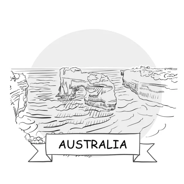 Australien Handgezeichnetes Urban Vector Sign Black Line Art Illustration Mit — Stockvektor