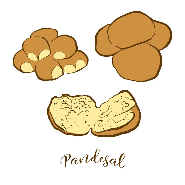 Desenho Colorido Pão Pandesal Ilustração Vetorial Comida Pão Doce Geralmente — Vetor de Stock