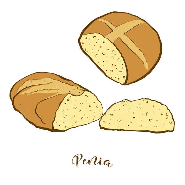 Кольоровий Малюнок Пенійського Хліба Векторна Ілюстрація Солодкої Хлібної Їжі Зазвичай — стоковий вектор