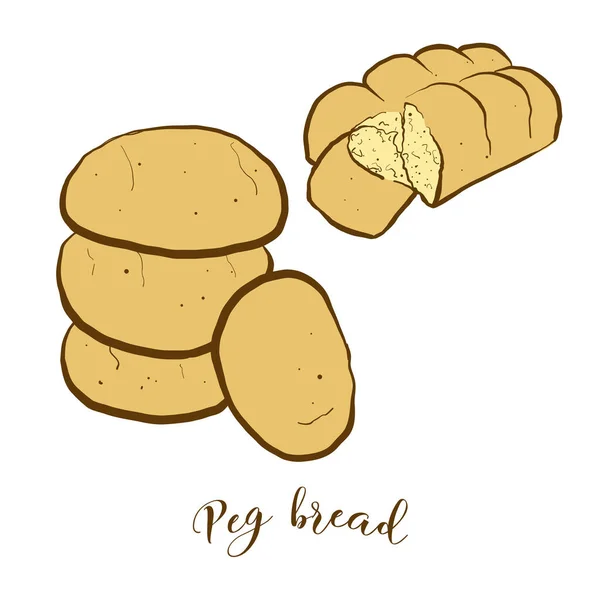 Χρωματιστό Σχέδιο Ψωμιού Πεγκ Εικονογράφηση Διάνυσμα Της Leavened Λοφτ Ψωμί — Διανυσματικό Αρχείο