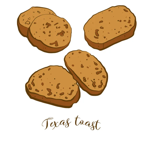 Farbige Zeichnung Von Texas Toastbrot Vektorillustration Von Toast Weißes Essen — Stockvektor