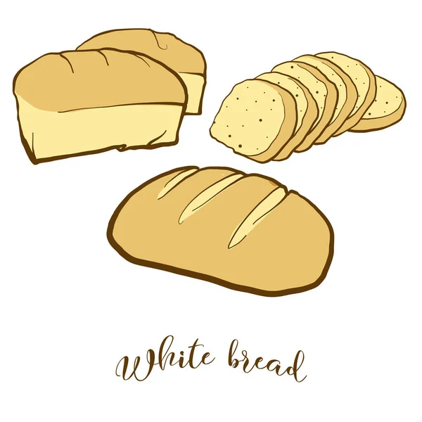 Desenho Colorido Pão Branco Ilustração Vetorial Comida Branca Geralmente Conhecida —  Vetores de Stock