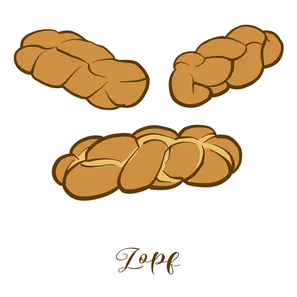 Desenho Colorido Pão Zopf Ilustração Vetorial Leavened Comida Branca Geralmente — Vetor de Stock