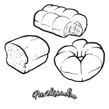 Panbrioche yemek taslağı beyaza ayrılmış. Leavened 'in vektör çizimi, genellikle İtalya' da bilinir. Yemek illüstrasyon serisi.