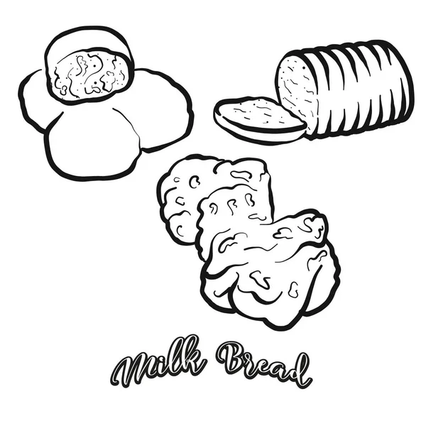 Sütlü Ekmek Çizimi Beyaza Ayrılmış Leavened Vektör Çizimi Genellikle Birleşik — Stok Vektör
