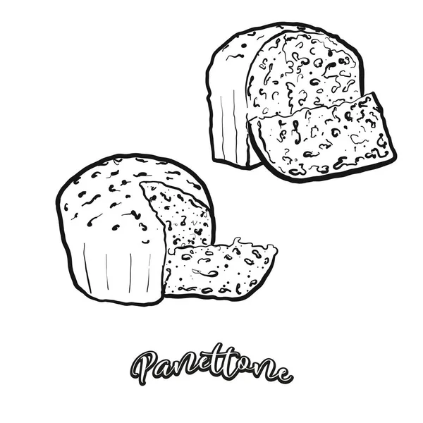 Panettone Esboço Comida Separados Branco Desenho Vetorial Pão Doce Geralmente —  Vetores de Stock