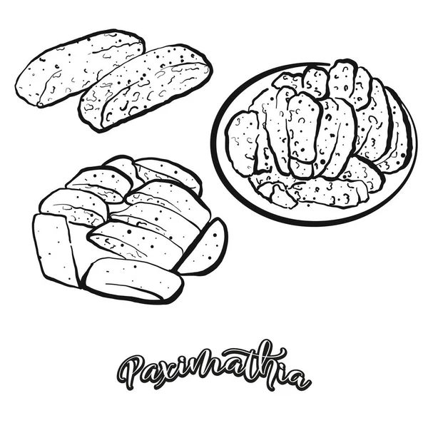 Паксиматия Пищевой Набросок Отдельно Белом Векторное Рисование Сухого Хлеба Обычно — стоковый вектор