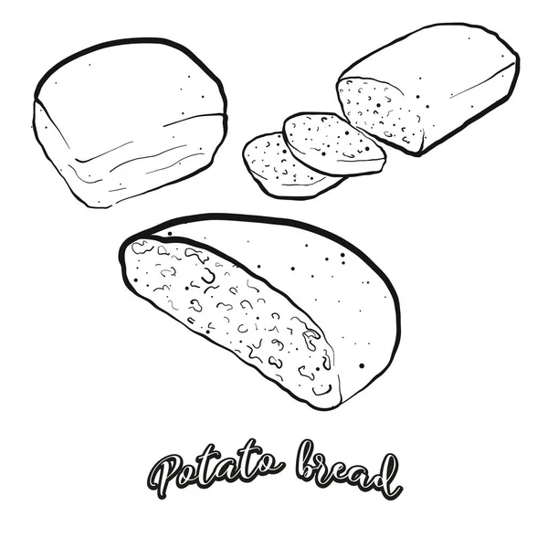 Patata Pan Boceto Alimentos Separados Blanco Dibujo Vectorial Levadura Sin — Archivo Imágenes Vectoriales