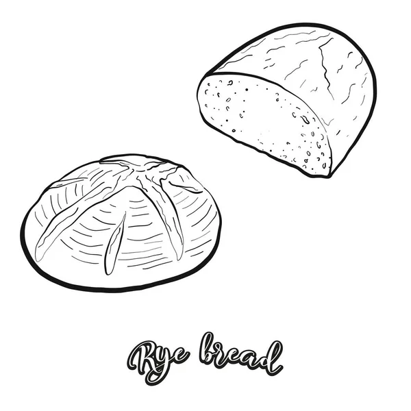 Esboço Comida Pão Centeio Separado Branco Desenho Vetorial Leavened Geralmente — Vetor de Stock
