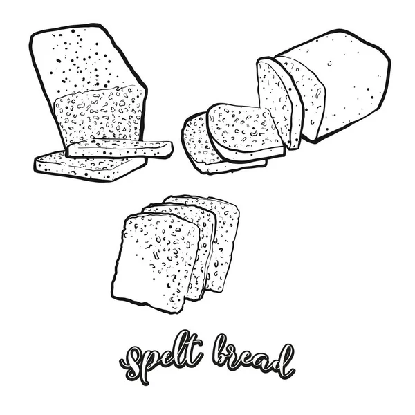 Sketsa Makanan Roti Yang Dieja Terpisah Putih Gambar Vektor Roti - Stok Vektor