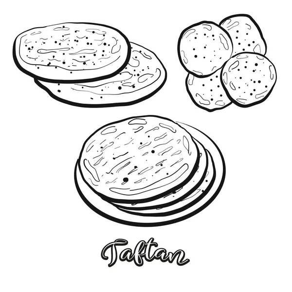 Croquis Alimentaire Taftan Séparé Sur Blanc Dessin Vectoriel Levain Généralement — Image vectorielle