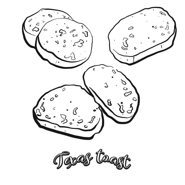 Esbozo Comida Tostada Texas Separado Blanco Dibujo Vectorial Toast White — Archivo Imágenes Vectoriales