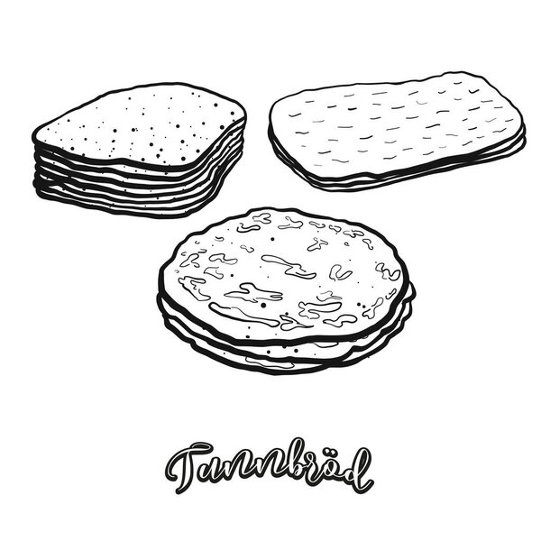 Vanonka food sketch separated on white. Vector drawing of Leavened, usually known in Czech Republic, Slovakia. Food illustration series.