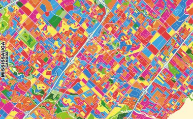 Mississauga, Ontario, Kanada, renkli vektör haritası