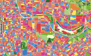 Burnaby, British Columbia, Kanada, renkli vektör haritası